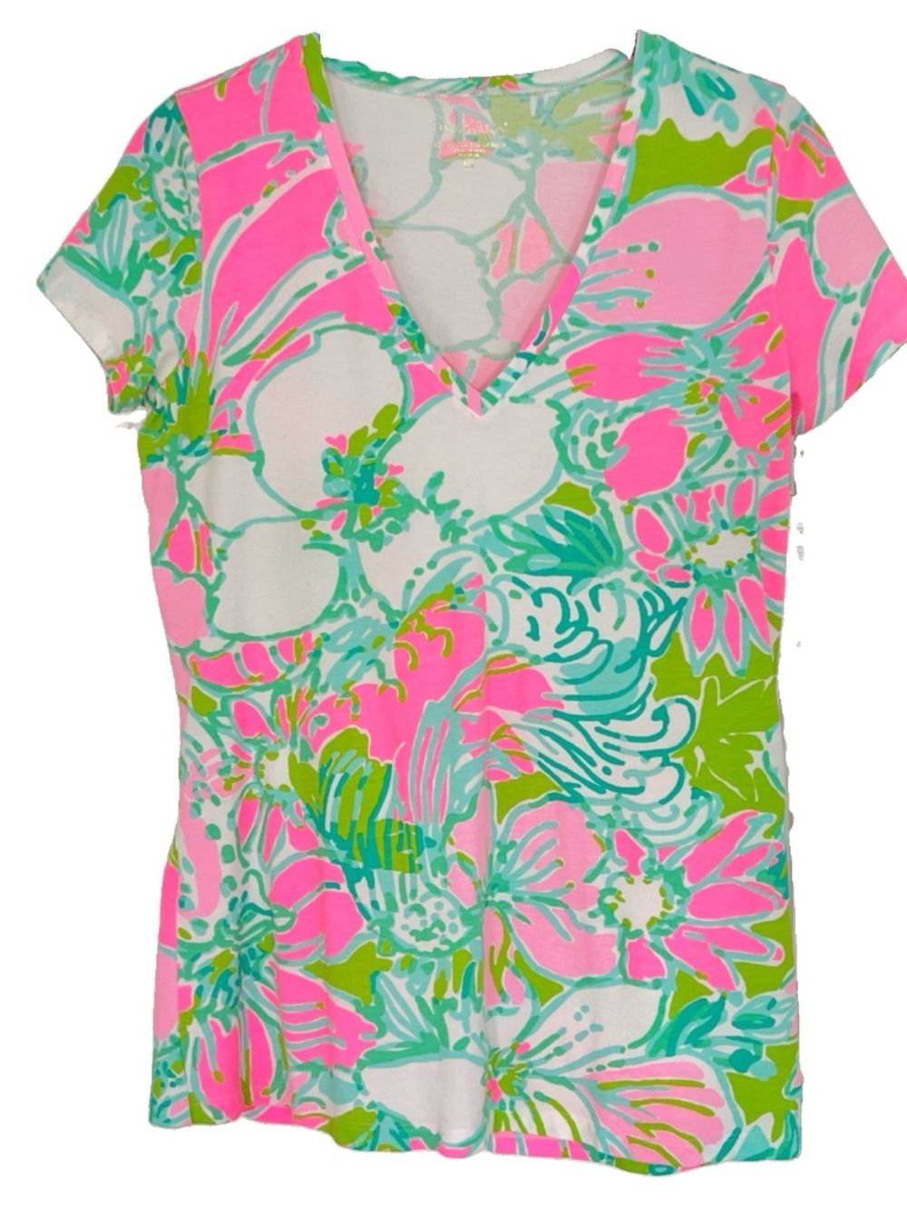 Lilly Pulitzer Michele Top Don't Give A Cluck Colorful Flamingo Pink Small